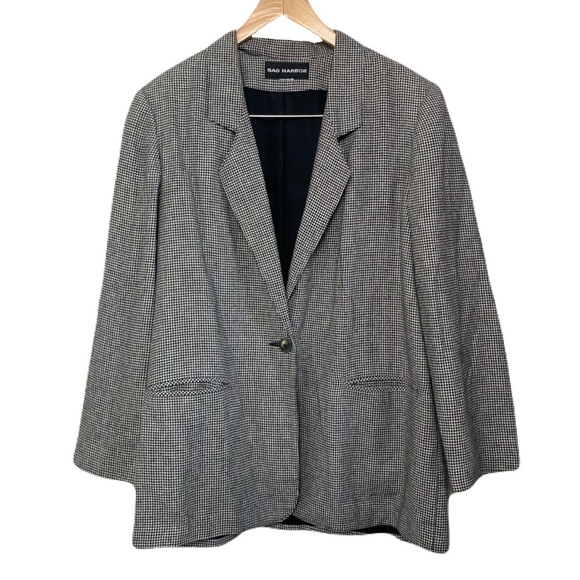 VTG Sag Harbor Houndstooth Blazer Jacket Women’s 12 - See Measurments Old Money - Picture 1 of 5